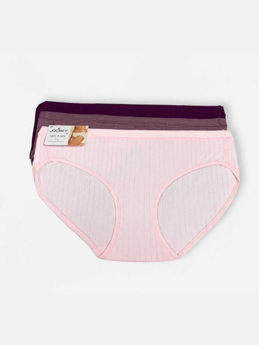 Jockey Womens’ 3-Pack Briefs in Light Pink, Mauve, and Plum